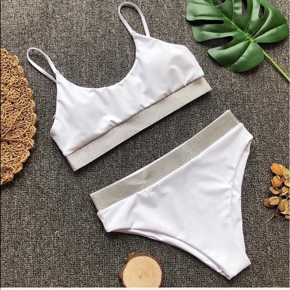 227. Emma Bling trim bikini set white - Picture 5 of 8